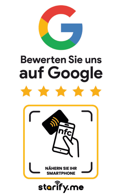 Google Bewertungskarte NFC kontaktlos mit QR-Code
