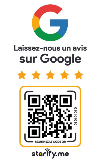 Carte avis Google NFC sans contact et code QR (back)