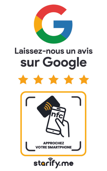 Carte avis Google NFC sans contact et code QR