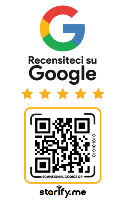Carta recensioni Google NFC contactless con codice QR (back)