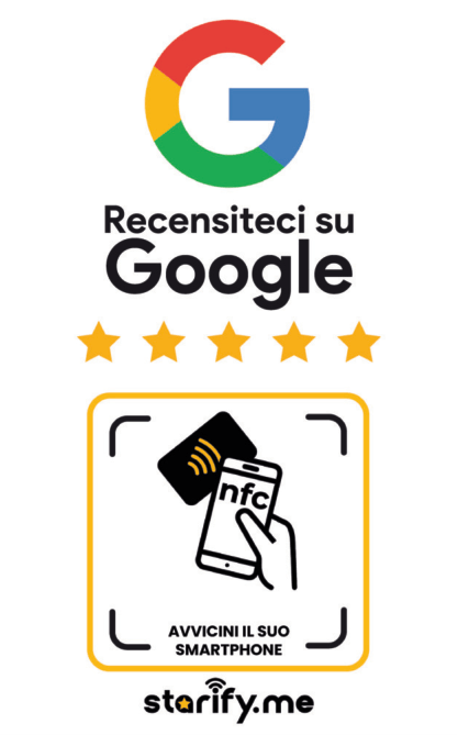 Carta recensioni Google NFC contactless con codice QR